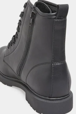 Yours Yours Black Vegan Faux Leather Lace Up Ankle Boots In Wide E Fit & Extra Wide Eee Fit