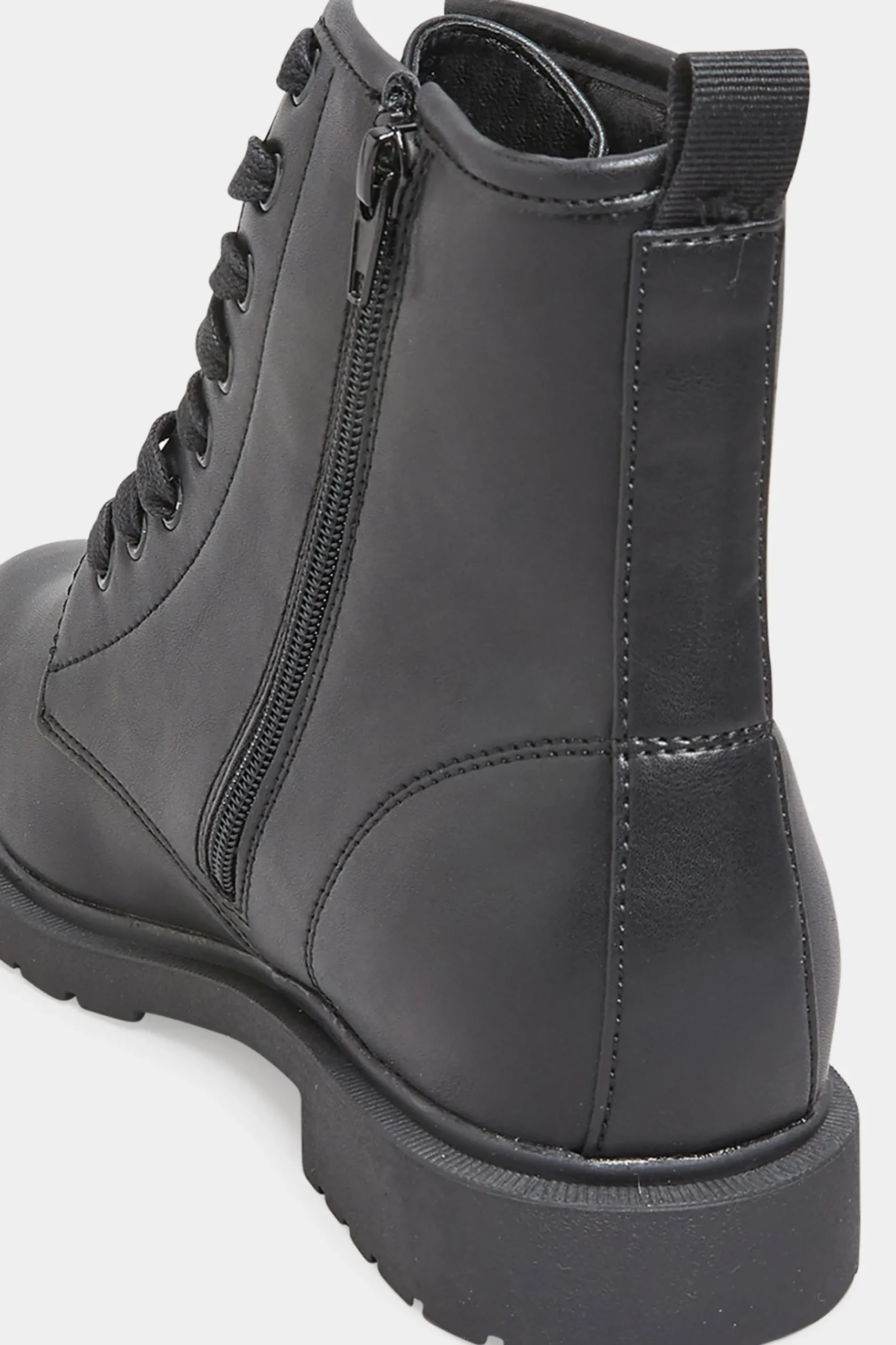 Yours Yours Black Vegan Faux Leather Lace Up Ankle Boots In Wide E Fit & Extra Wide Eee Fit