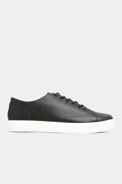 Yours Yours Black Vegan Leather Basic Trainers In Extra Wide Eee Fit