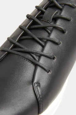 Yours Yours Black Vegan Leather Basic Trainers In Extra Wide Eee Fit