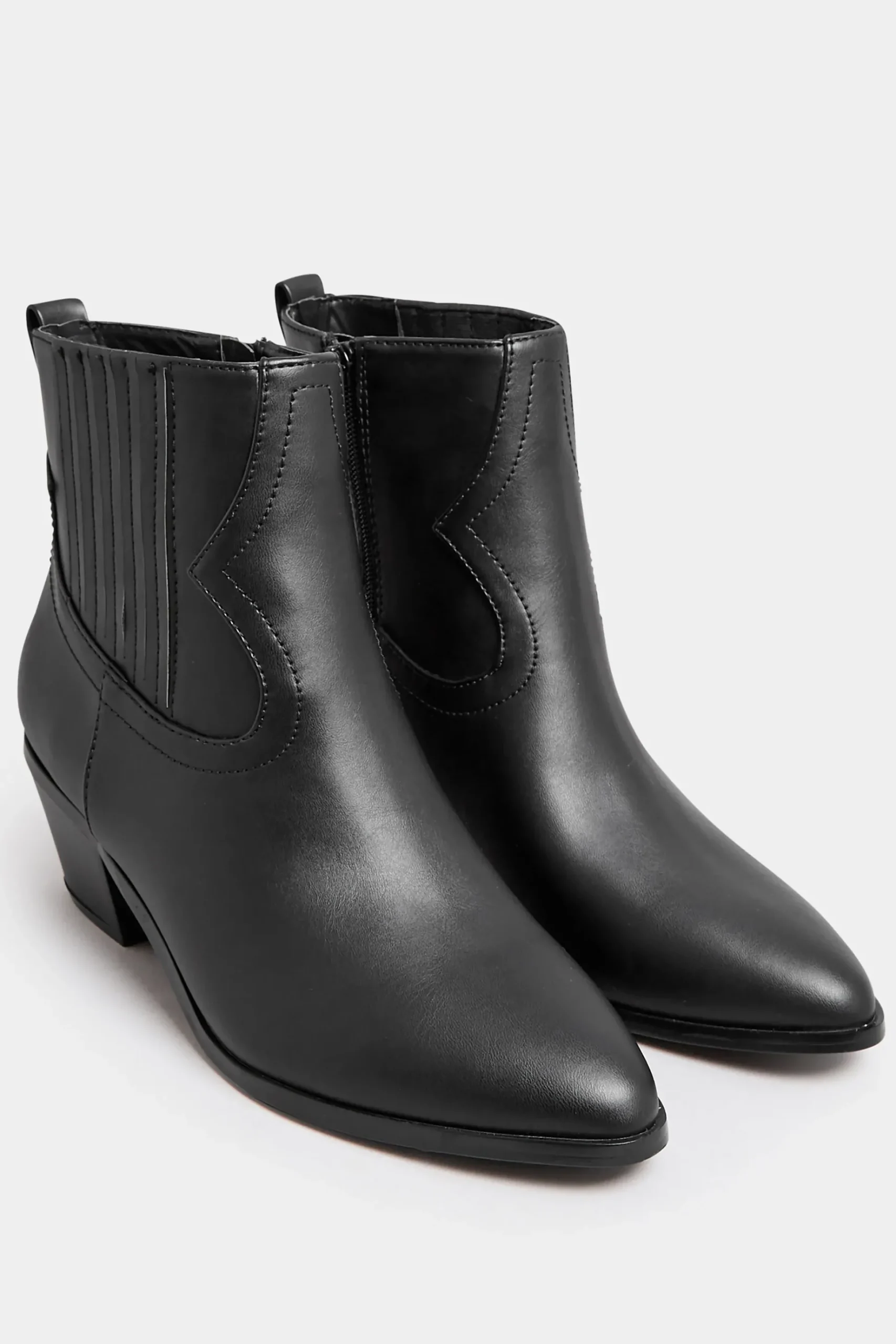 Yours Yours Black Western Pu Ankle Boot In Wide E Fit & Extra Wide Eee Fit