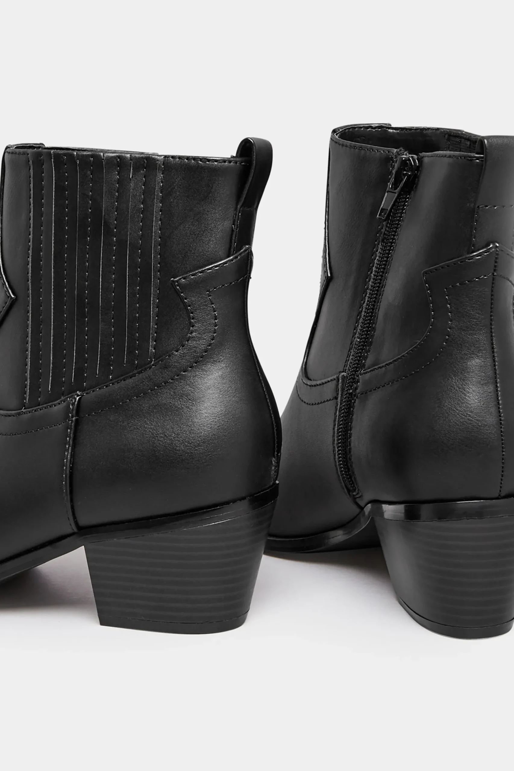 Yours Yours Black Western Pu Ankle Boot In Wide E Fit & Extra Wide Eee Fit