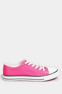 Yours Yours Bright Pink Canvas Low Trainers In Wide E Fit