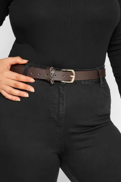 Yours Yours Brown Braided Buckle Belt