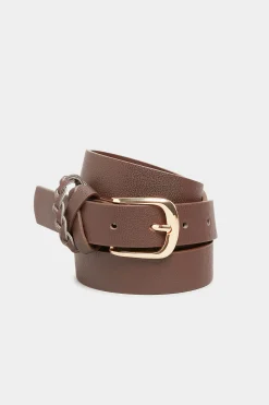 Yours Yours Brown Braided Buckle Belt
