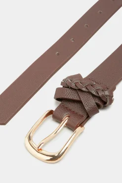 Yours Yours Brown Braided Buckle Belt