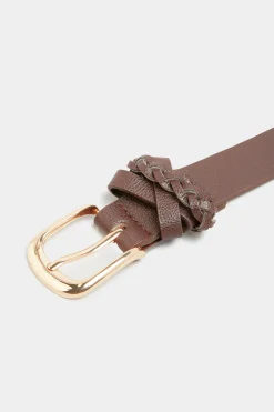Yours Yours Brown Braided Buckle Belt