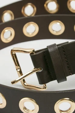 Yours Yours Brown Eyelet Detail Belt