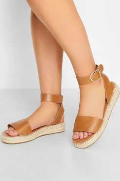 Yours Yours Brown Flatform Espadrilles In Wide E Fit & Extra Wide Eee Fit