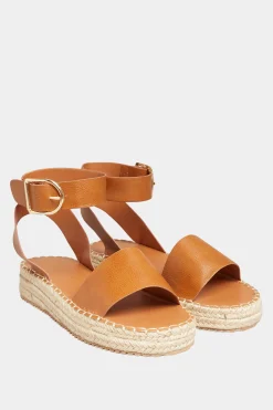 Yours Yours Brown Flatform Espadrilles In Wide E Fit & Extra Wide Eee Fit