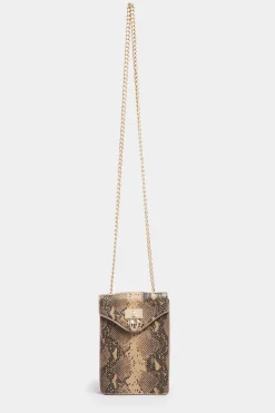 Yours Yours Brown Snake Print Heart Padlock Bag