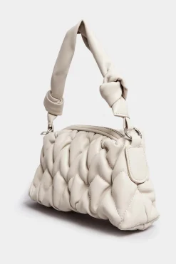 Yours Yours Cream Quilted Knot Strap Bag