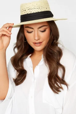Yours Yours Cream Straw Boater Hat