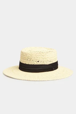 Yours Yours Cream Straw Boater Hat