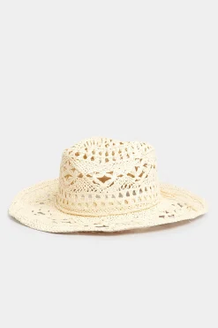 Yours Yours Cream Straw Cut Out Cowboy Hat