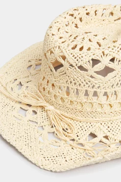 Yours Yours Cream Straw Cut Out Cowboy Hat