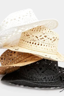 Yours Yours Cream Straw Cut Out Cowboy Hat