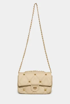 Yours Yours Cream Studded Quilted Chain Bag