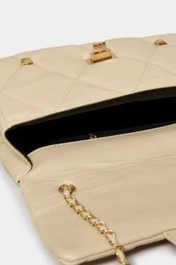 Yours Yours Cream Studded Quilted Chain Bag