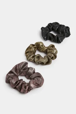 Yours Yours Gold 3 Pack Shimmer Scrunchie Set