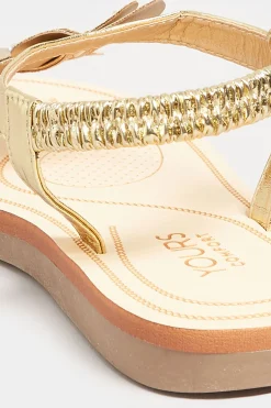 Yours Yours Gold Diamante Butterfly Sandals In Extra Wide Eee Fit