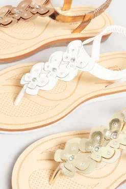 Yours Yours Gold Diamante Butterfly Sandals In Extra Wide Eee Fit