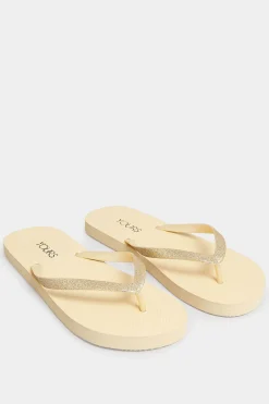Yours Yours Gold Flip Flops In Extra Wide Eee Fit