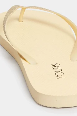 Yours Yours Gold Flip Flops In Extra Wide Eee Fit