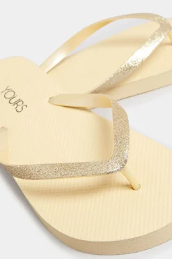 Yours Yours Gold Flip Flops In Extra Wide Eee Fit