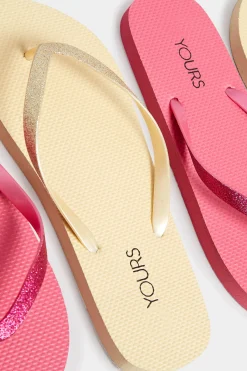 Yours Yours Gold Flip Flops In Extra Wide Eee Fit