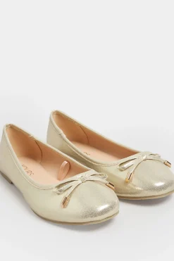 Yours Yours Gold Shimmer Ballet Pump In Wide E Fit & Extra Wide Eee Fit