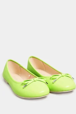 Yours Yours Green Ballerina Pumps In Wide E Fit & Extra Wide Eee Fit