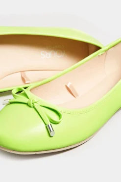 Yours Yours Green Ballerina Pumps In Wide E Fit & Extra Wide Eee Fit
