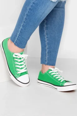 Yours Yours Green Canvas Low Trainers In Wide E Fit