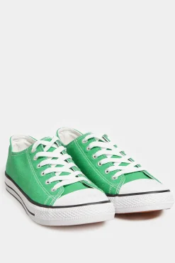 Yours Yours Green Canvas Low Trainers In Wide E Fit