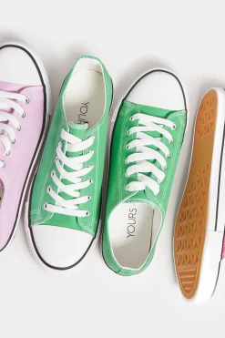 Yours Yours Green Canvas Low Trainers In Wide E Fit