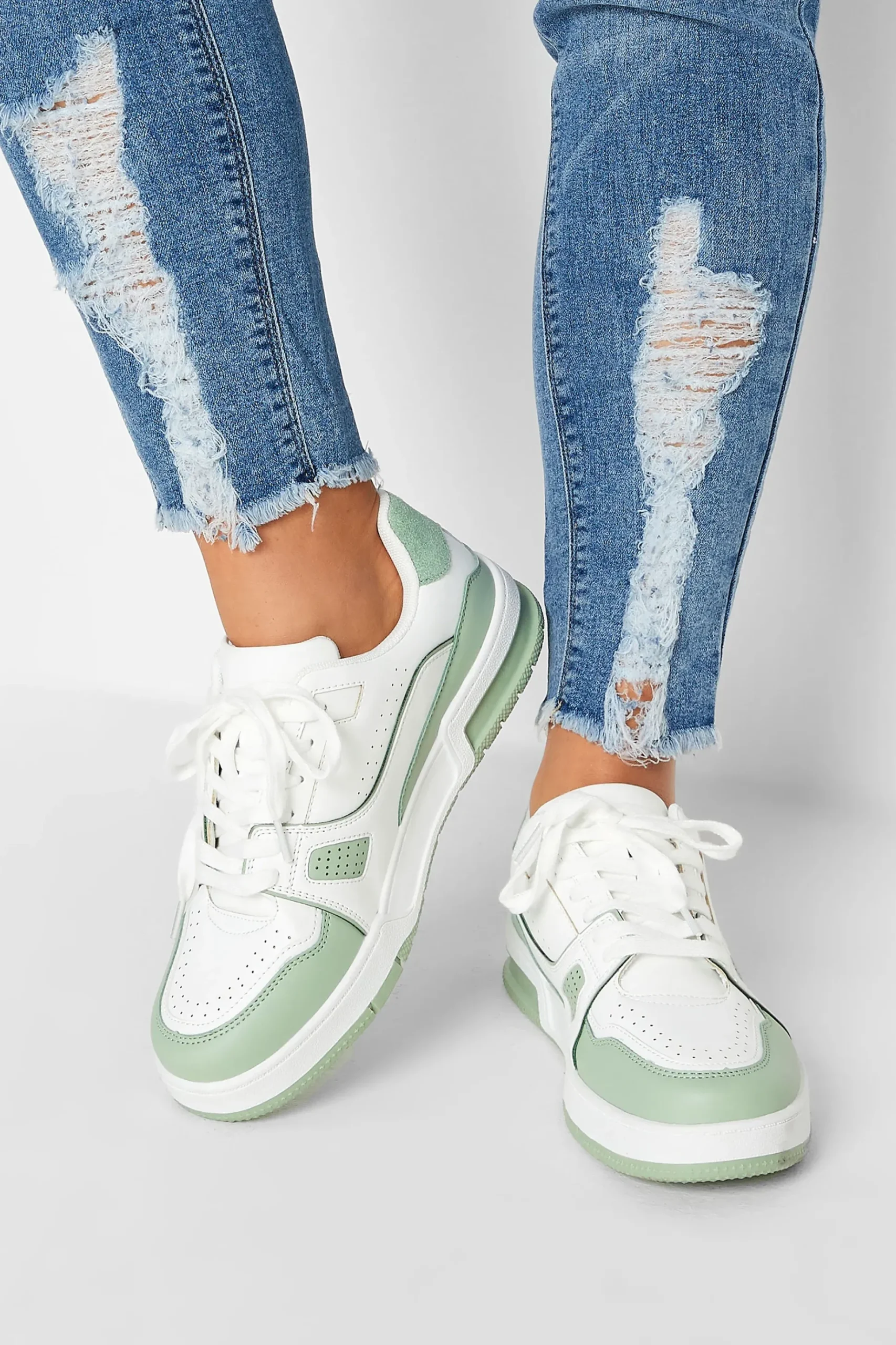 Yours Yours Green Chunky Trainers In Extra Wide Eee Fit