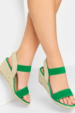 Yours Yours Green Espadrille Wedges In Wide E Fit & Extra Wide Eee Fit