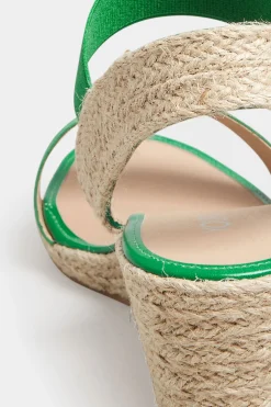 Yours Yours Green Espadrille Wedges In Wide E Fit & Extra Wide Eee Fit