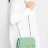 Yours Yours Green Studded Quilted Chain Bag