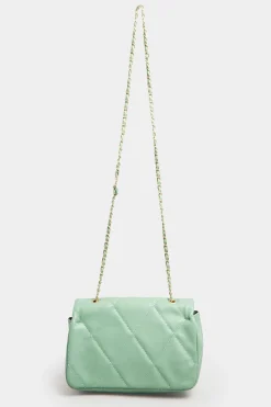 Yours Yours Green Studded Quilted Chain Bag