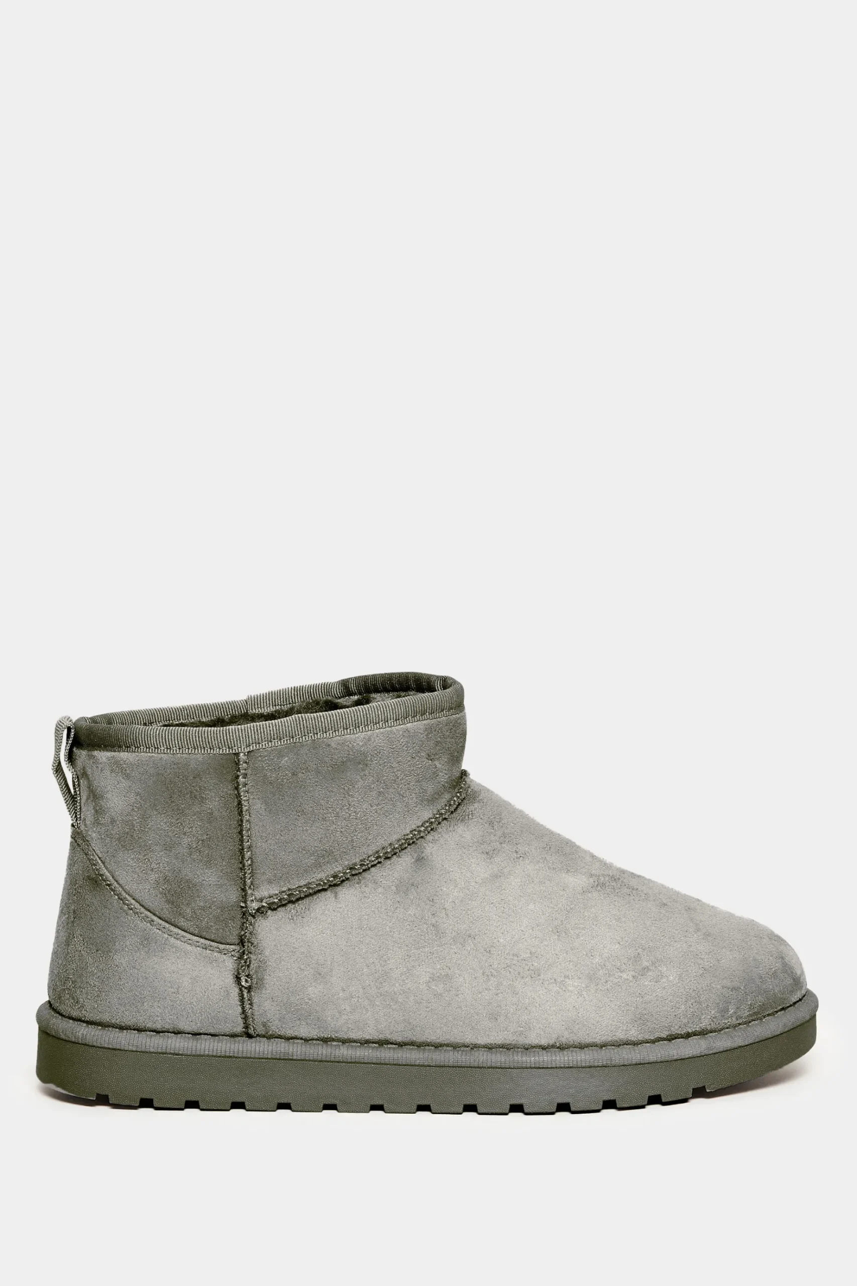Yours Yours Grey Faux Suede Faux Fur Lined Ankle Boots In Wide E Fit & Extra Wide Eee Fit