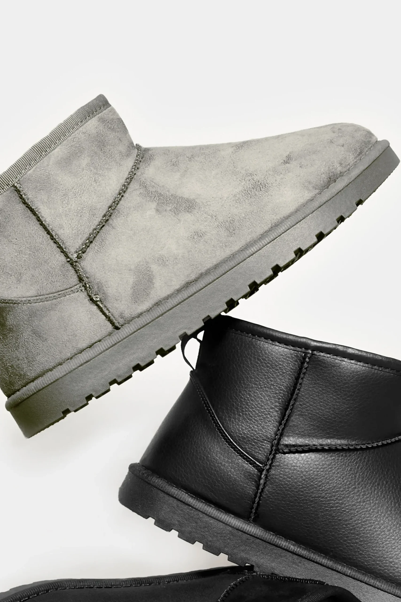 Yours Yours Grey Faux Suede Faux Fur Lined Ankle Boots In Wide E Fit & Extra Wide Eee Fit