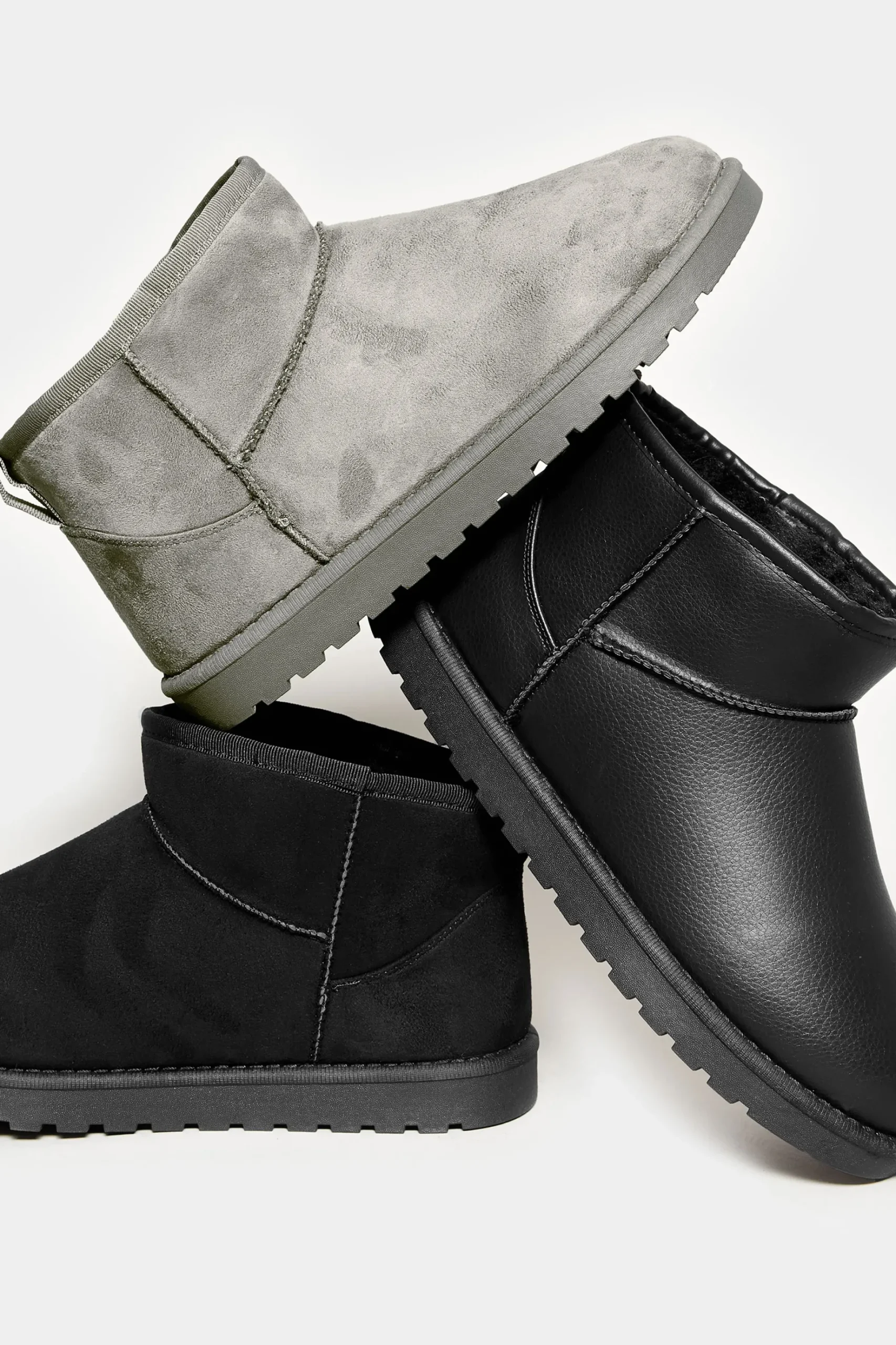 Yours Yours Grey Faux Suede Faux Fur Lined Ankle Boots In Wide E Fit & Extra Wide Eee Fit