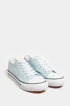 Yours Yours Light Blue Canvas Platform Sole Low Trainers In Wide E Fit