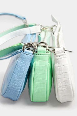Yours Yours Light Blue Faux Croc Shoulder Bag