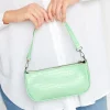 Yours Yours Light Green Faux Croc Shoulder Bag