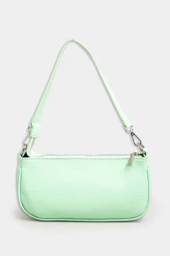 Yours Yours Light Green Faux Croc Shoulder Bag