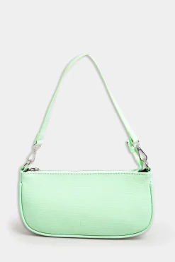 Yours Yours Light Green Faux Croc Shoulder Bag