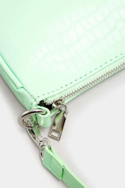 Yours Yours Light Green Faux Croc Shoulder Bag